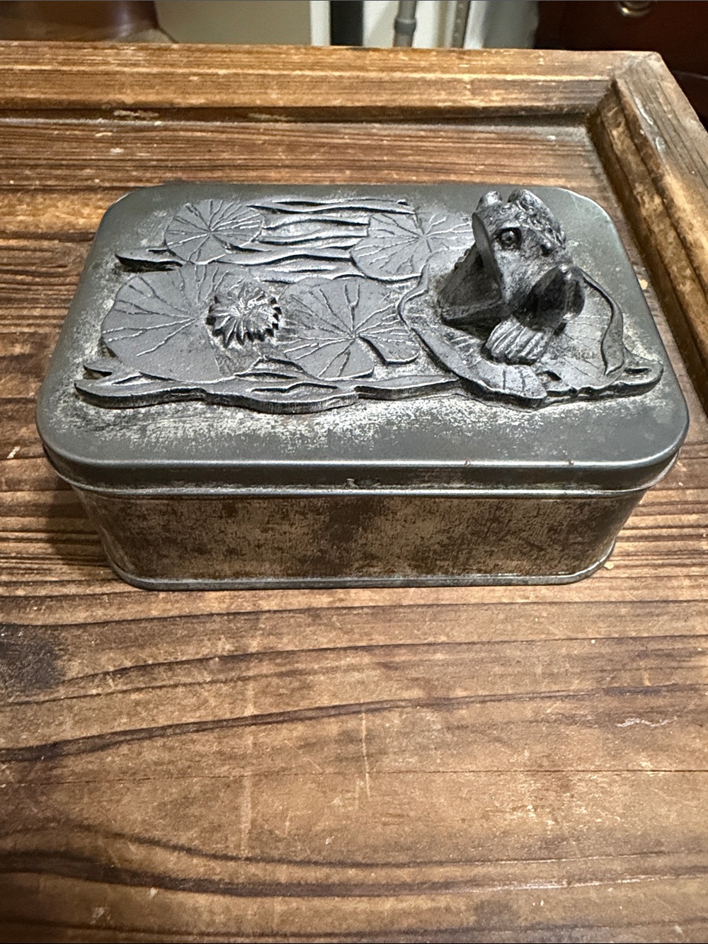 Ornate Metzke Pewter Frog Trinket Box